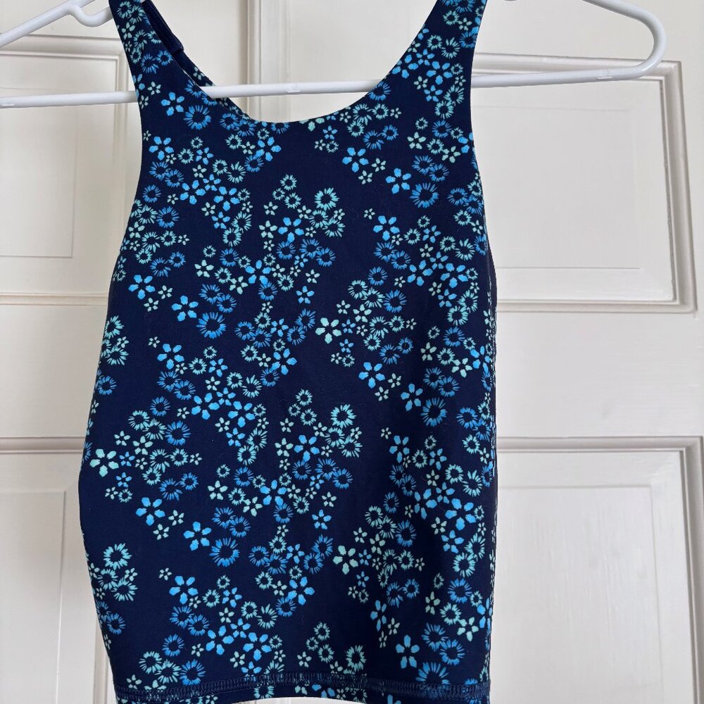 EUC Blue Floral All in Motion Cropped Tank for Girls - Size Lg Girl (10/12) - Picture 3 of 6